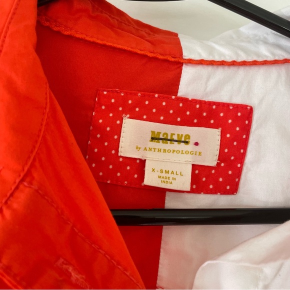 The Maeve Bennet Button Down Shirt Colorblock Red & White Oversized XS / S / M - Picture 7 of 11